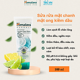 Sữa Rửa Mặt Chanh Kiểm Soát Dầu giảm thiểu Dầu Thừa Himalaya Herbals (100ml)