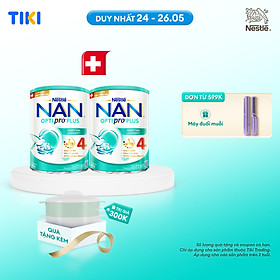 Bộ 2 lon Sữa bột Nestlé NAN OPTIPRO PLUS 4 800g/lon với 5HMO Giúp tiêu hóa tốt & Tăng cường đề kháng + Tặng Bộ xửng hấp 2 ngăn Inochi (Bé 2-6 tuổi)