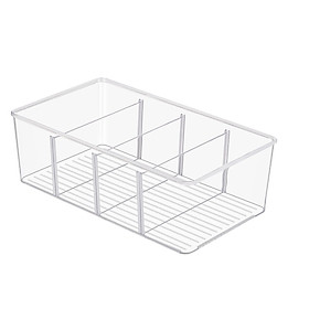 Divided Kitchen Organizer Bin tea Storage Box for Fridge Window Kitchen with Lid
