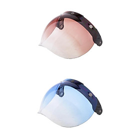 Motorcycle 3-Snap Bubble Wind Shield Visor For Harley Helmet Brown & Blue