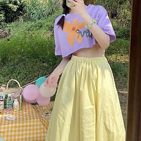 áo croptop in hoa nổi cực xinh