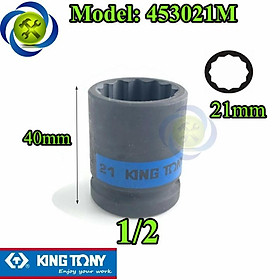 Mua Tuýp 21mm 1/2 Kingtony 453021M loại ngắn 12 cạnh màu đen
