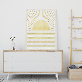 Mua Tranh Canvas Cao Cấp | Tranh Hình học màu vàng ánh nắng mặt trời nghệ thuật  trừu tượng mặt trời mọc