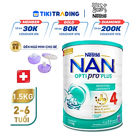 Sữa bột Nestlé NAN OPTIPRO PLUS 4 1500g/lon với 5HMO Giúp tiêu hóa tốt
