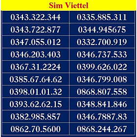 SIM SỐ ĐẸP VIETTEL - LIST DS7 - Số dễ nhớ, thần tài, số cặp - Chọn Số Theo Danh Sách - SIM MỚI, ĐĂNG KÝ ĐÚNG CHỦ ONLINE