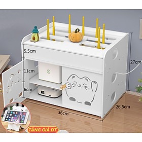 Mua TỦ wifi treo tường kệ wifi để bàn KX52 bằng ván PVC màu trắng sang trọng ĐẦY DỦ PHỤ KIỆN TREO kèm theo