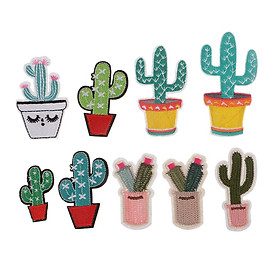 9 Miếng Thêu Thời Trang May Trên Sắt Trên Cactuses Miếng Dán Quần Áo Huy Hiệu Appliques Cho Tự Làm Nghệ Thuật