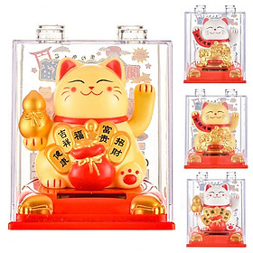 Mua Mèo Thần Tài Ôm Túi Vàng Vẫy Tay 10x8cm Dùng Pin Năng Lượng Mặt Trời