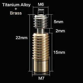 Máy in 3D 3D Bộ phận Titan Alloy Hợp kim nhiệt mịn M6 M7 Thread Heat Break