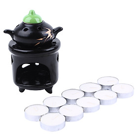 Mua Combo Đèn Xông Tinh Dầu Hình Ấm Trà + Nến Tealight Trắng Thiên Thanh (Trắng) (Hộp 10 Viên)