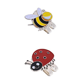 2Pcs ,Ladybird Pattern  Golf Ball Marker  Golf Cap Visor Golf Accessory