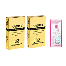 Combo 2 hộp bao cao su siêu mỏng kéo dài thời gian Power Men 0.03 Invi Long Shock (Hộp 12 chiếc) - Hàng chính hãng 100% - Tặng kèm gel Nhật - Che tên sản phẩm