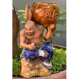 Mua Tượng chậu la hán tài lộc ngồi thưởng trà h40cm trồng cây bon sai gốm sứ Bát Tràng