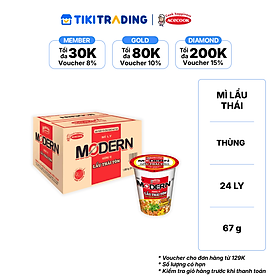 Thùng 24 Ly Mì Morden Lẩu Thái Tôm (67g x 24 ly)