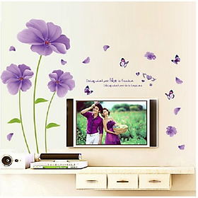 Mua Decal dán tường  dán kính cao cấp bông hoa tím