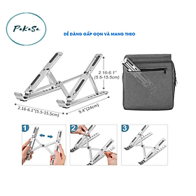 Mua Đế Tản Nhiệt Dành Cho Macbook  Laptop PaKaSa (Tùy Chỉnh Độ Cao Và Gấp Gọn - Chất Liệu Hợp Kim Nhôm - Có 07 Vị Trí Điều Chỉnh Góc Độ ) -Hàng Chính Hãng