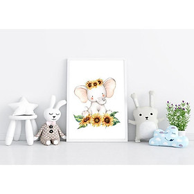 Tranh treo tường | Tranh cho bé-Watercolor Elephant Printable Wall Art for Nursery Decor 70 , tranh canvas giá rẻ