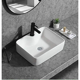 Mua TRỌN BỘ LAVABO VUÔNG MÀU TRẮNG ĐẶT BÀN KÈM VÒI NÓNG LẠNH VÀ XẢ