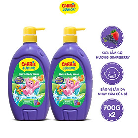 Combo 2 Sữa Tắm Gội cho bé Carrie Junior Hương Grapeberry (700g/chai)