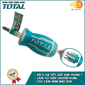 Bộ tua vít 8 chi tiết nhỏ gọn đa năng TOTAL TACSDS0706 - loại mini, thép chuyên dụng CR-V, tay cầm nhựa nhám chắc chắn