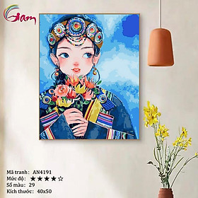 Mua Tranh tô màu theo số Cô gái dân tộc AN4191