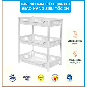 Kệ chữ nhật 2, 3 tầng nhựa VIỆT NHẬT - Đựng gia vị, chén đĩa bếp, đồ dùng phòng tắm size Đại- Hàng Việt Nhật (Giao màu ngẫu nhiên)