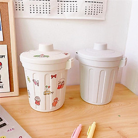 Mua Thùng rác mini  hộp đựng nhỏ hình chiếc xô để bàn học bàn làm việc có nắp đậy tiện lợi màu ghi PK639