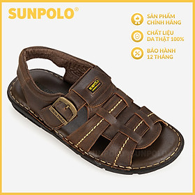Sandal Nam Da Bò SUNPOLO SDA002 Trẻ trung, năng động (Đen, Nâu)