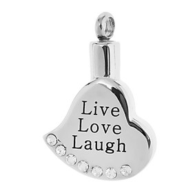 Stainless Steel Letters Heart Shape Rhinestone Memorial Keepsake Urn Pendant