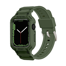 Ốp Case Kèm Dây Đeo Kiểu Gshock Kai dành cho Đồng Hồ Apple Watch- Hàng Chính Hãng - Xanh rêu - 42/44/45mm