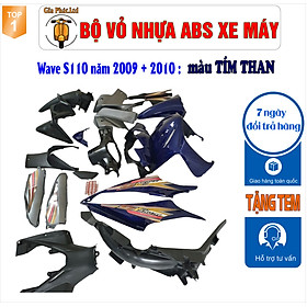 [Tặng tem] Bộ dàn áo xe WAVE S110 - RS110 màu XANH TÍM THAN , nhựa ABS nguyên sinh-TKB-1545-2345