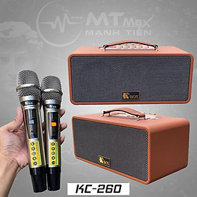 Loa Karaoke Bluetooth Di Động KCBOX KC260 200W kèm 2 mic không dây UHF 2 loa bass + 1 loa treble + 1 loa trung 