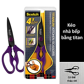 Kéo nhà bếp Scotch 3M tay cầm màu tím cao cấp có thể tháo rời, lưỡi kéo sắc bén, chống gỉ sét, kháng khuẩn KS-DT, Purple