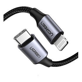 Ugreen UG60759US304TK 1M Màu Đen Cáp USB Type C ra Lightning Dây bện nylon - HÀNG CHÍNH HÃNG