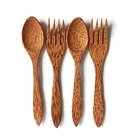 Bộ Thìa Gỗ & Muỗng Gỗ Dừa URSPACE Dùng Trộn Salad Chụp Ảnh Decor / COCONUT SPOON & FOLK