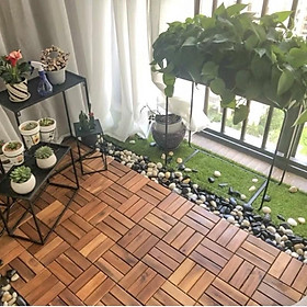Mua Tấm Gỗ Vỉ Nhựa Lót Sàn 12 Nan 30x30cm - Sàn Gỗ Ban Công Sân Vườn Ngoài Trời Cao Cấp
