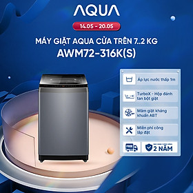 Máy giặt Aqua 7.2 kg AWM72-316K(S) - Bảo hành 2 năm - Hỗ trợ lắp đặt - Hàng chính hãng