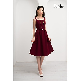 Đầm Lụa Xòe Midi 2 Dây Cổ Vuông Maxivic, La Mộc - LM72146