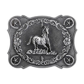 Men Vintage Style Belt Buckle Silver Horse Replacement Buckle Jeans Accessories