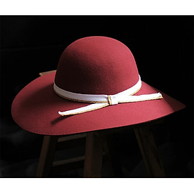 Nón rộng vành chống nắng mũ đi biển nữ fedora màu đỏ đô dona22030808