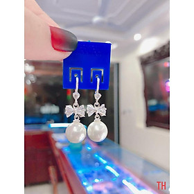 Bông tai thắt nơ bạc treo trai cho nữ giá ở xưởng