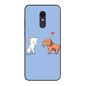 Ốp Lưng in cho Xiaomi Redmi 5 Mẫu Tình Yêu Mèo Cún - Hàng Chính Hãng