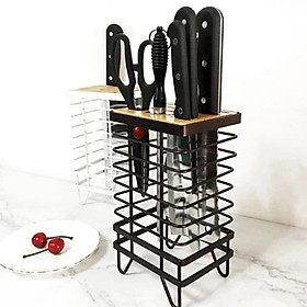 Mua (Giá sale) Kệ cắm dao thép mặt gỗ mã 0902