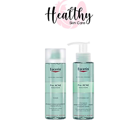 COMBO CHUYÊN BIỆT KHÁNG KHUẨN LÀM SE KHÍT LỖ CHÂN LÔNG CHO DA NHỜN MỤN EUCERIN PRO ACNE CLEANSING GEL 200ML  EUCERIN PRO ACNE TONER 200ML
