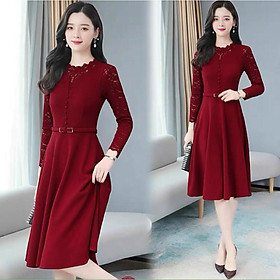 Đầm poly 2 da phối voan nữ siêu xinh cho các chị em