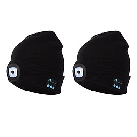 2x Bluetooth Beanie Hat Winter Music Cap With Wireless Stereo Earphone Black