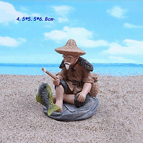 Mua KHO-HN * Mô hình lão ngư dân ngồi câu cá - trang trí bể thủy sinh  tiểu cảnh  terrarium  DIY