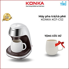 Máy Pha Cafe Cà Phê Pha Trà Tự Động  Tặng Cốc Sứ KONKA KCF-CS2 - Hàng Nhập Khẩu