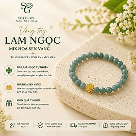 Vòng Lam Ngọc Mix Hoa Sen Bạc Mạ Vàng – Đá Tự Nhiên, Thiết Kế Thanh Lịch Sang Trọng