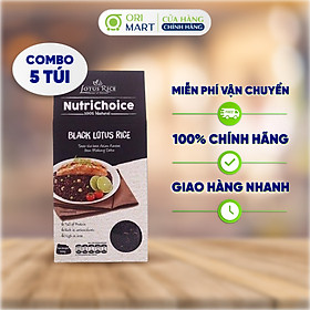 Combo 5 Gạo Lứt Tím Than Hữu Cơ NutriChoice Black Lotus Rice Gói 500g Thơm